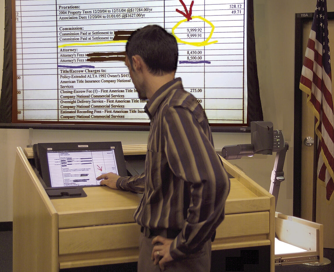 Student explaining his annotations at Arizona State University, College of Law.