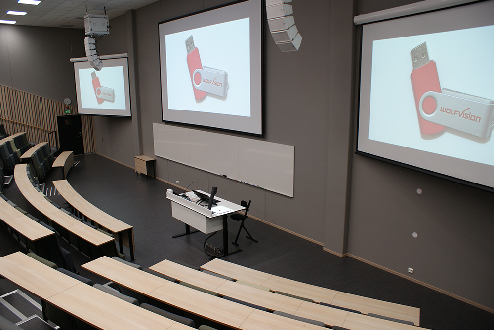 WolfVision VZ-3neo Visualizer installed in an auditorium at BI Norwegian Business school..